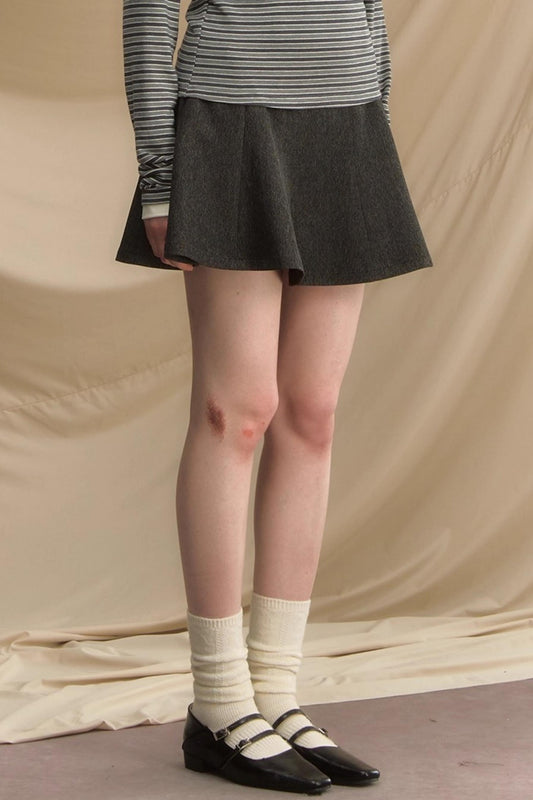 High Waist Gray  A-Line Skirt