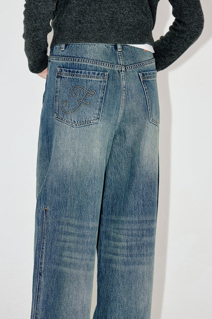 Retro Distressed Denim Pants