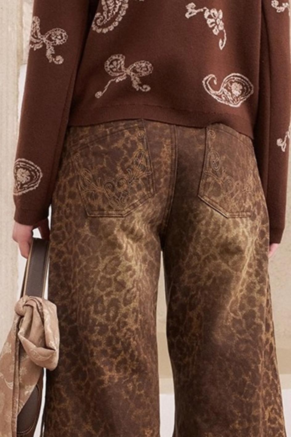 Leopard Split Wide Leg Pants