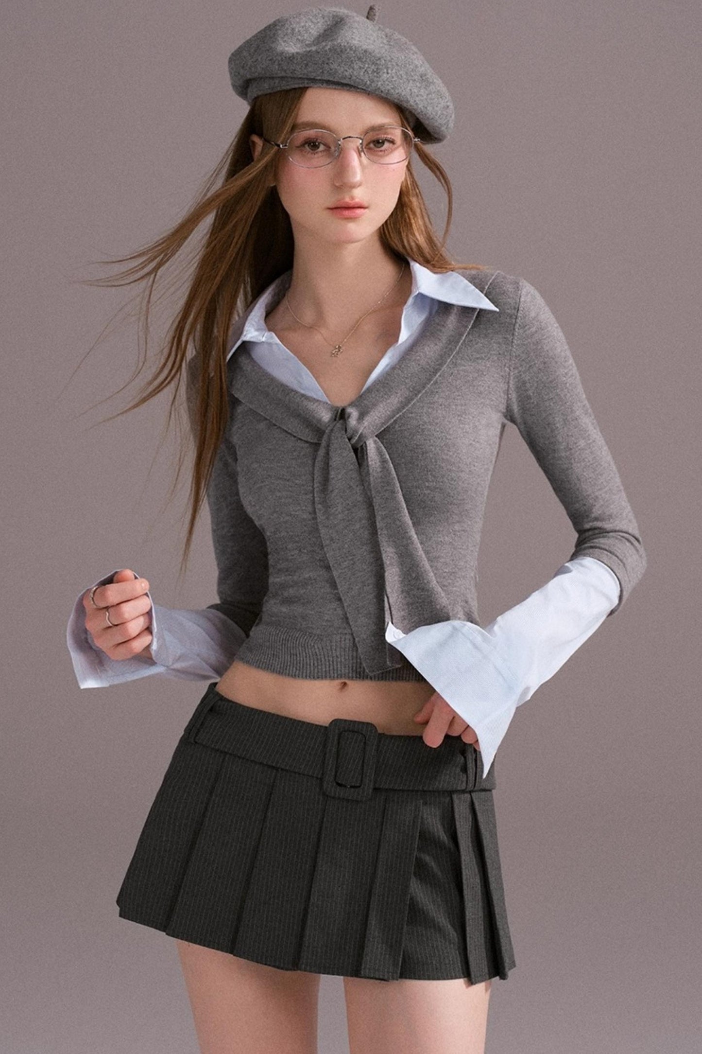 Fake Layer Slim Knit Top