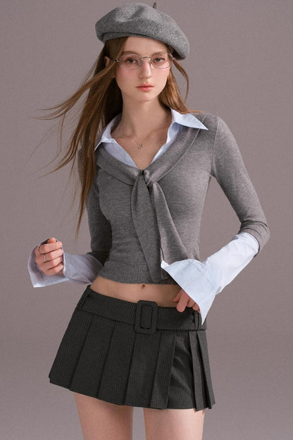 Fake Layer Slim Knit Top