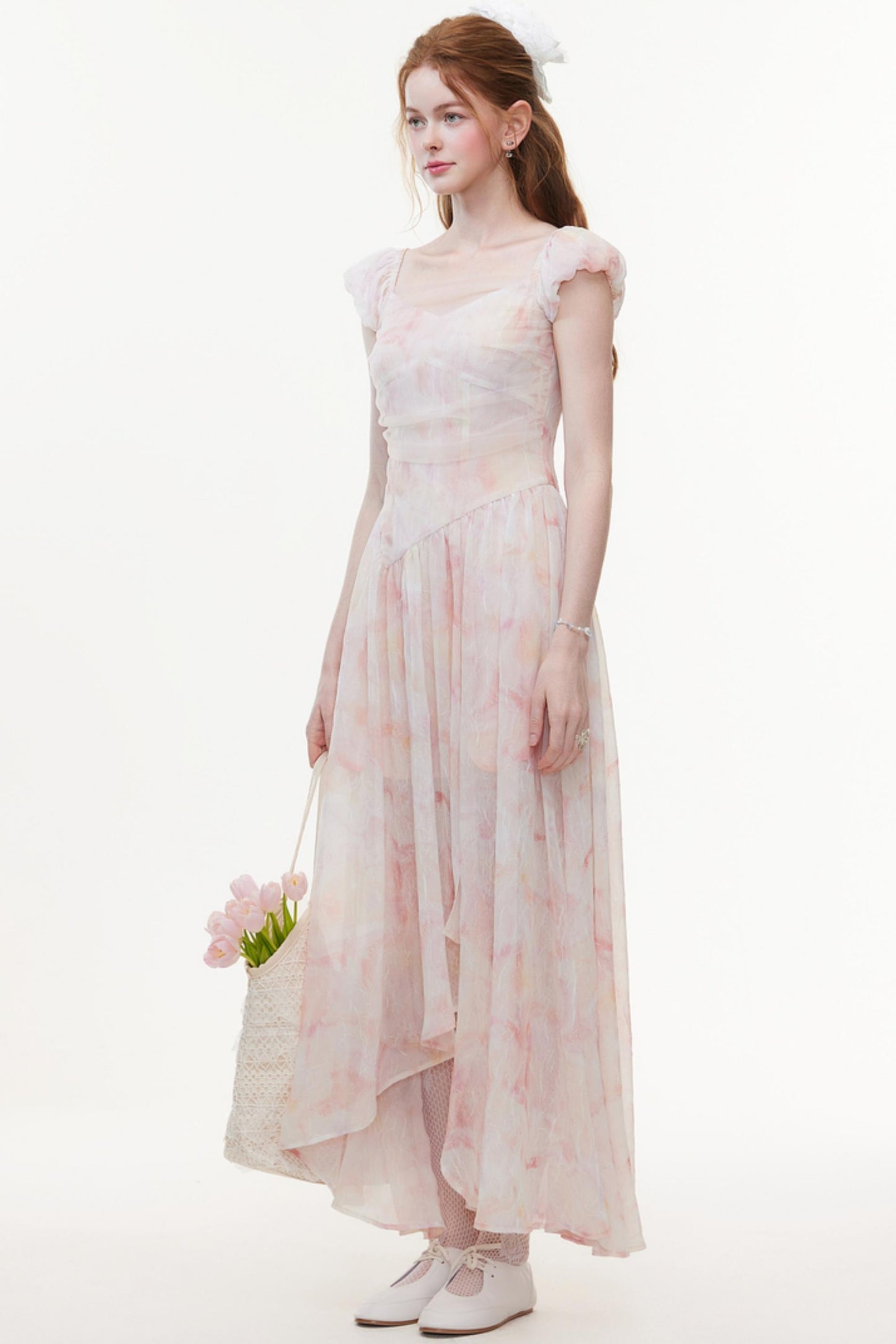 Pink Chiffon A-Line Dress