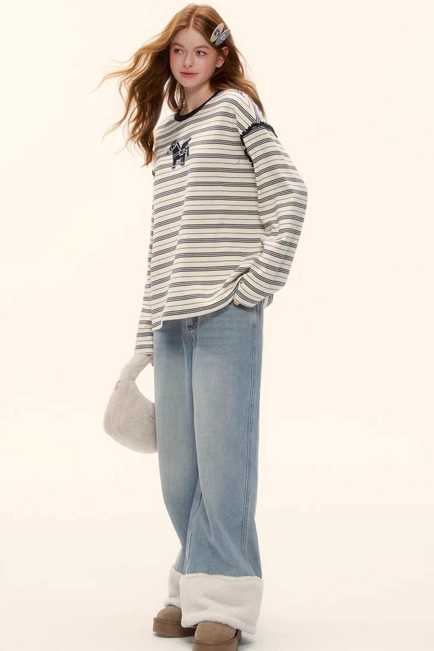 Striped Color-Blocked Crew Sweater