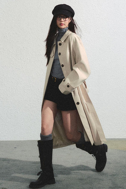 Chic Solid Color Trench Coat