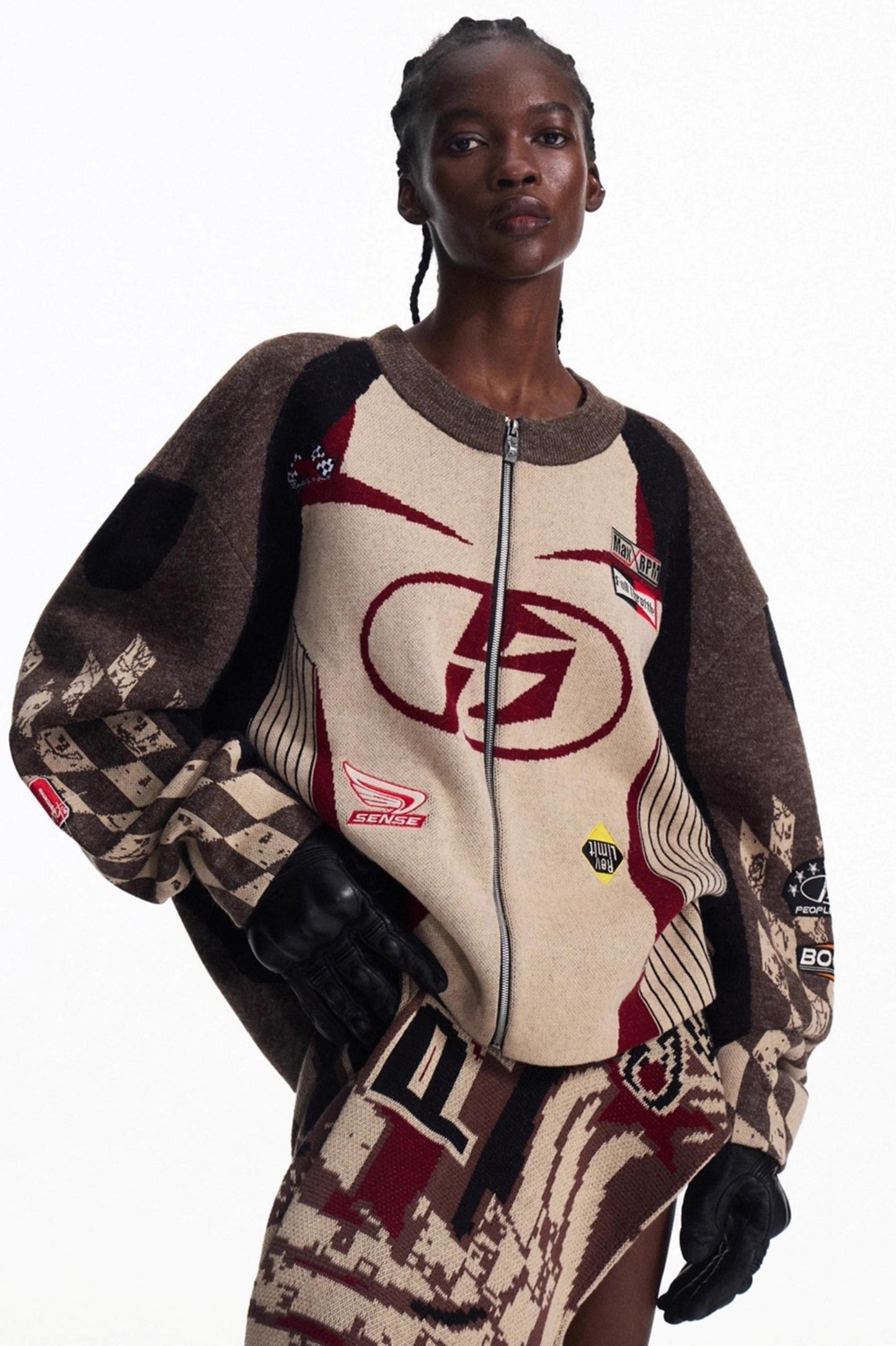 Elements Zip Contrast Knit Top