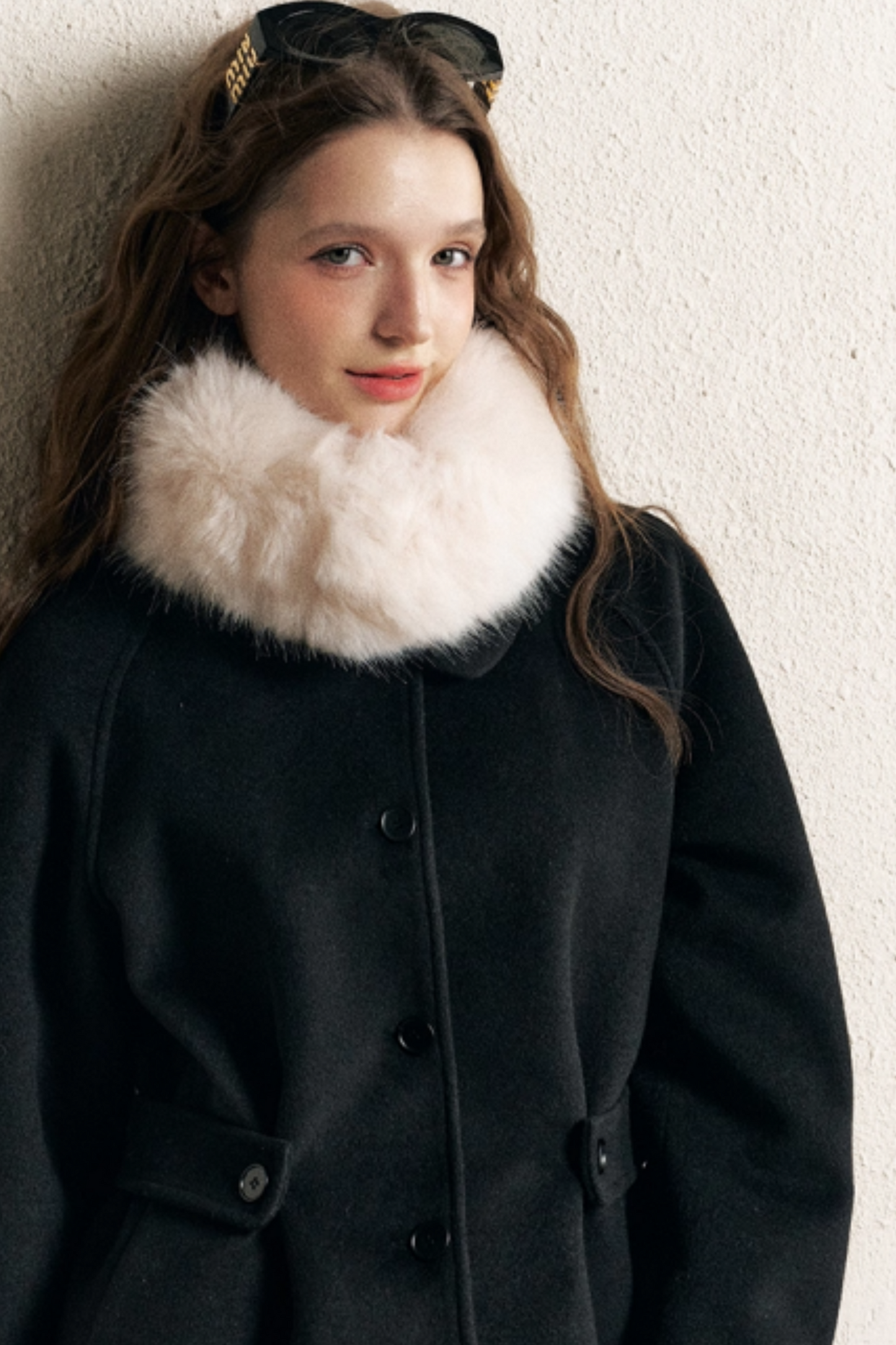 Black Doll Collar Wool Coat