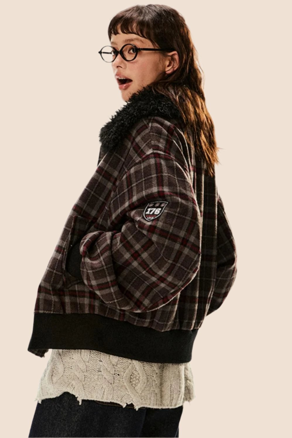 Retro Plaid Lamb Wool Jacket