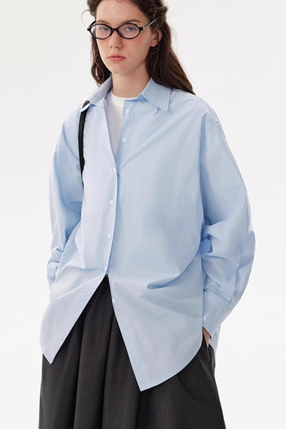 Blue Anti-Wrinkle Cotton Staple Shirt