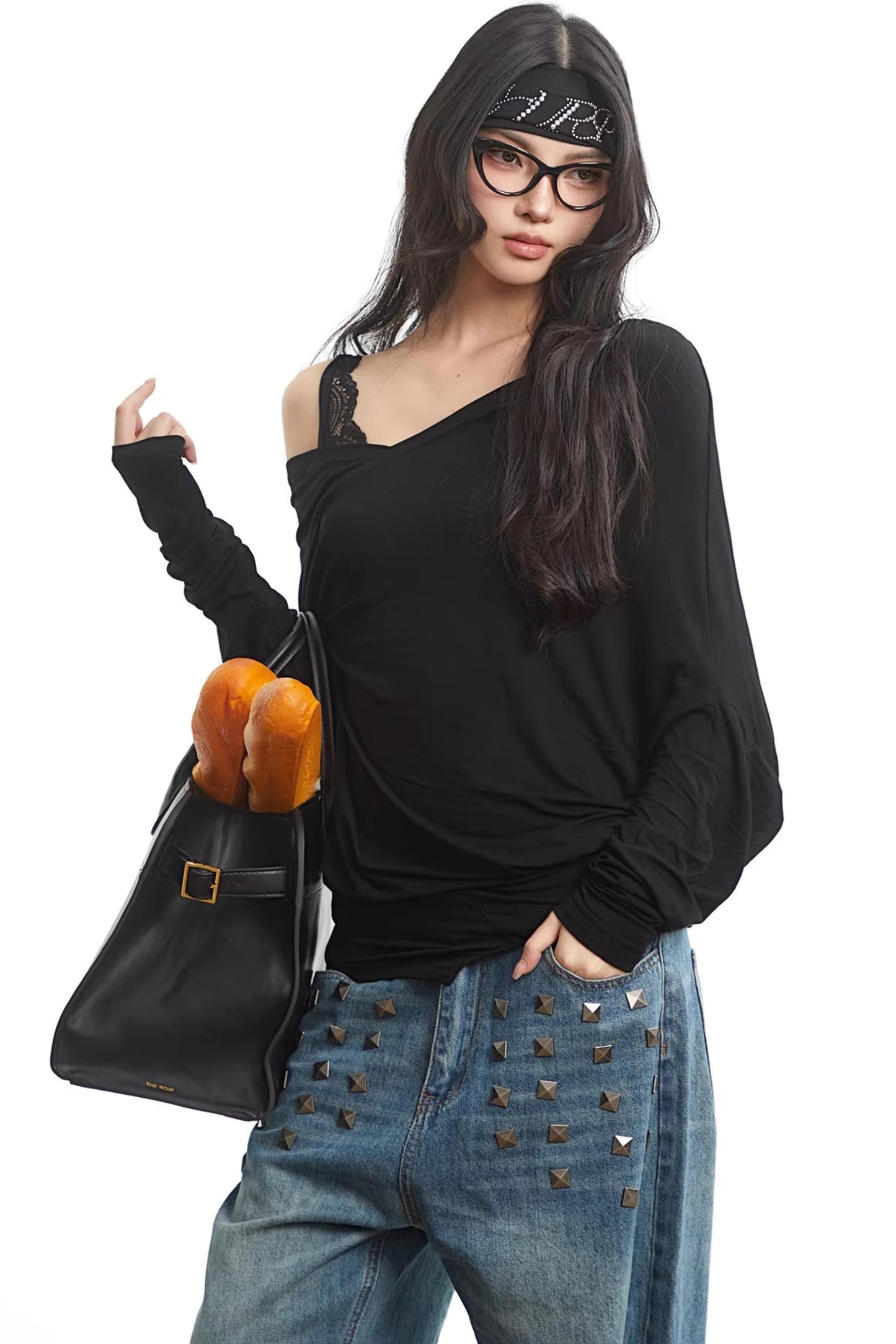 Lace Splicing Off-Shoulder Top