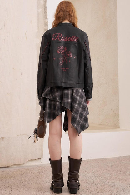 Luxury Rose Embroidered Leather Jacket