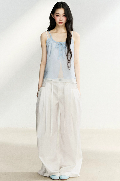 Lace-Up Sheer Cardigan Set-Up