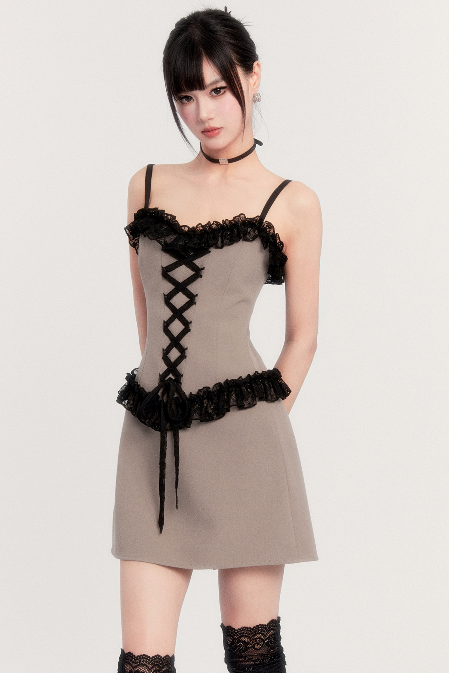 Elegant Lace Patchwork Dress Set-Up