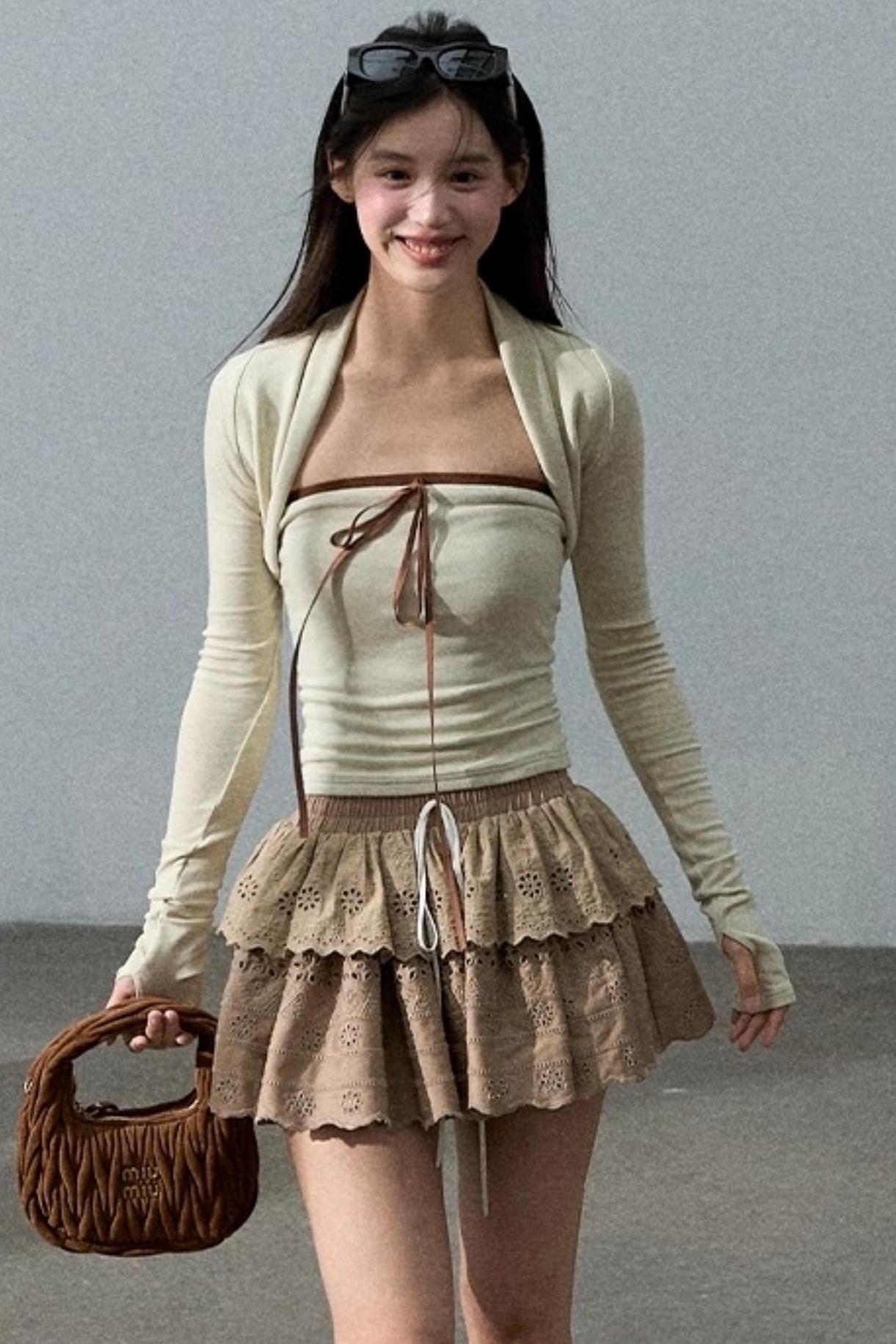 Lyocell Embroidered Puffy Cake Skirt