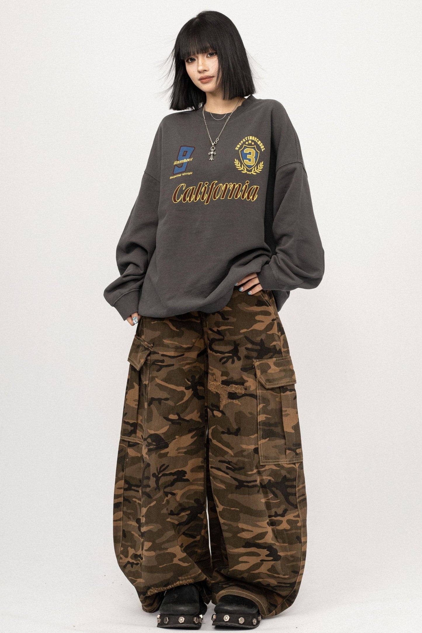 Vintage Gray Crew Neck Top