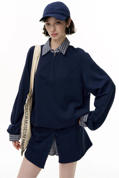 Patchwork Pullover Sweatshirt Set-Up