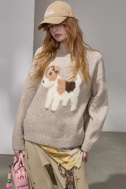Puppy Jacquard Cloud Sweater