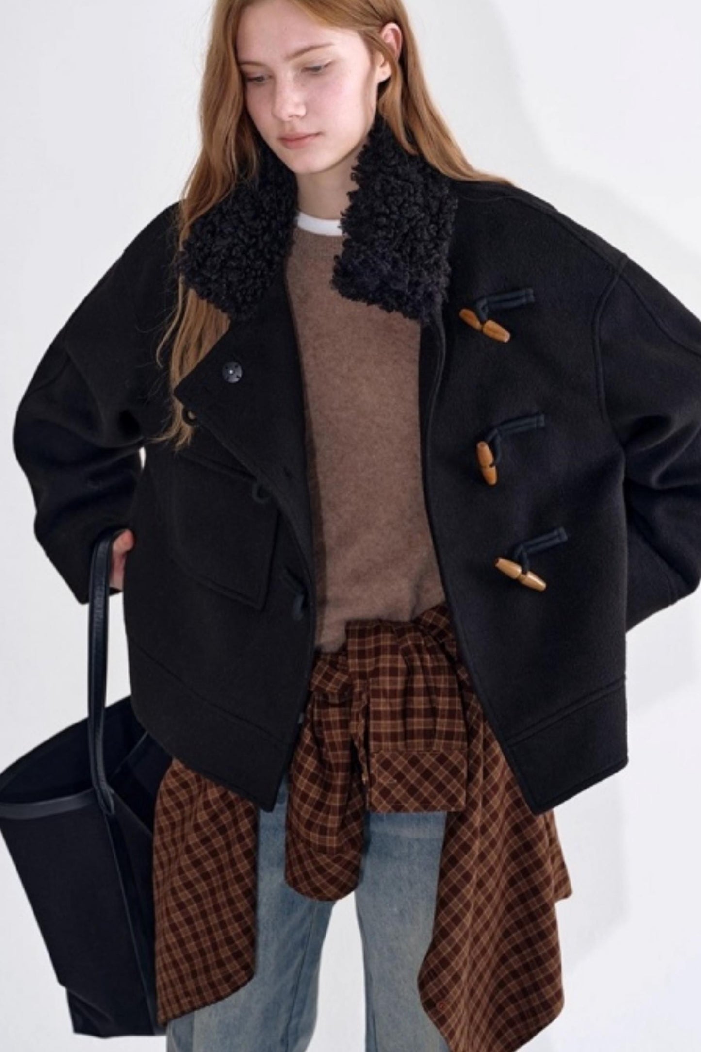 Wool Blend Fur Collar Coat