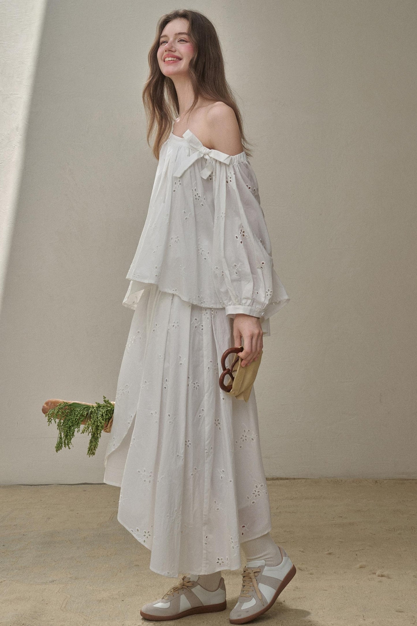 Embroidered Flower Elegant Skirt Set-Up