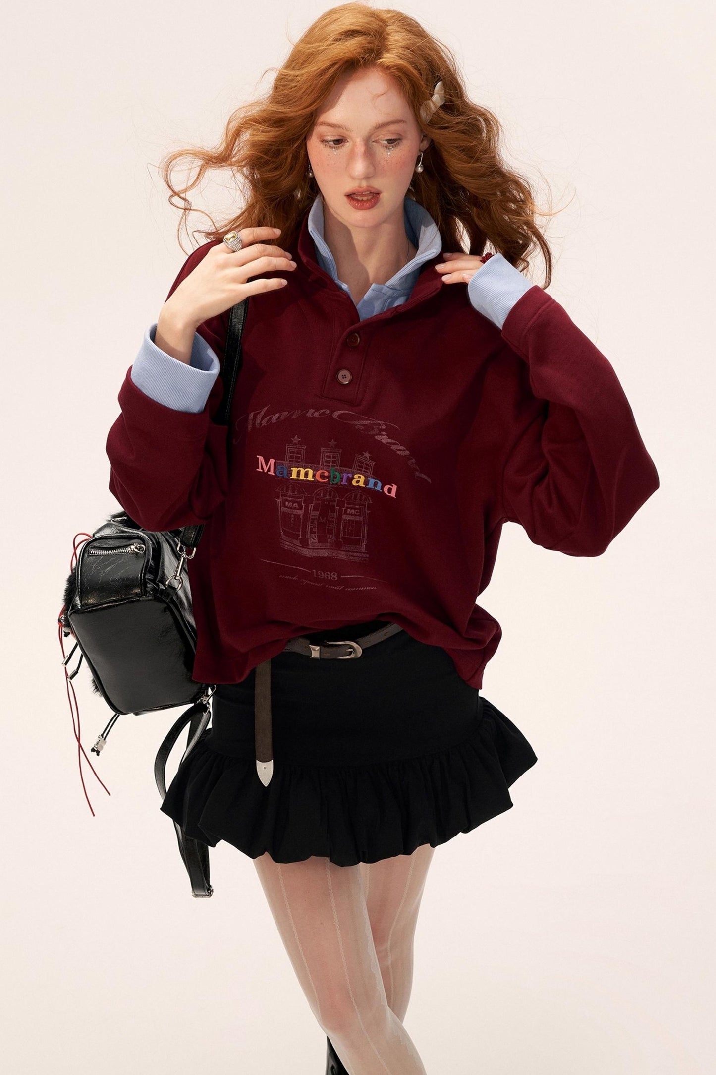 Button Lapel Polo Sweatshirt