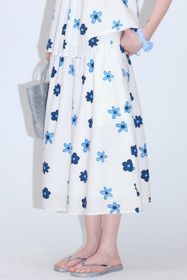 Custom Flower Cotton A-Line Skirt