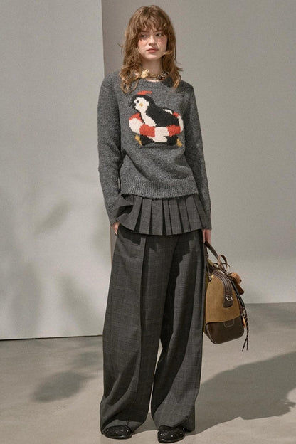 Vintage Penguin Jacquard Crew Neck Sweater