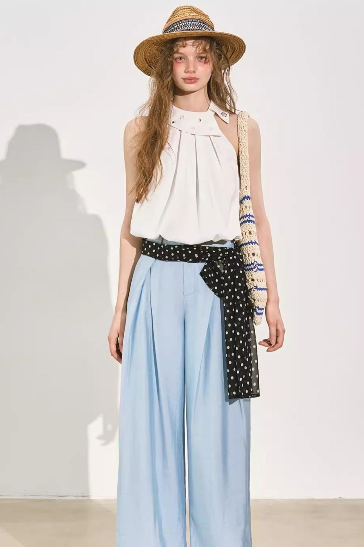 Pleated Organza Pants