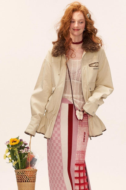 Detachable Fur Collar Cargo Jacket