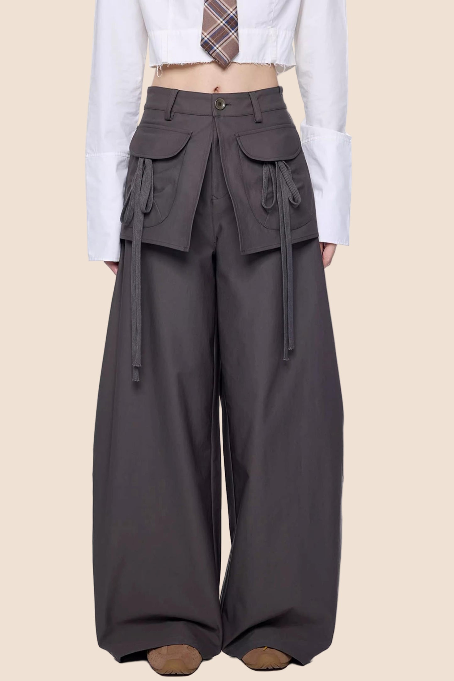 Patchwork Drapey Wide-Leg Pants
