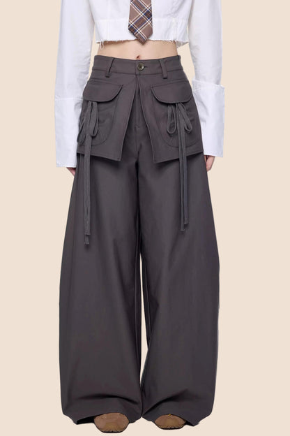 Patchwork Drapey Wide-Leg Pants