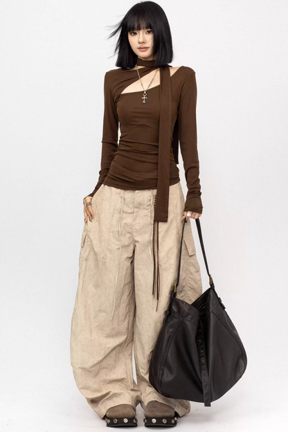 레트로 비대칭 리본 탑