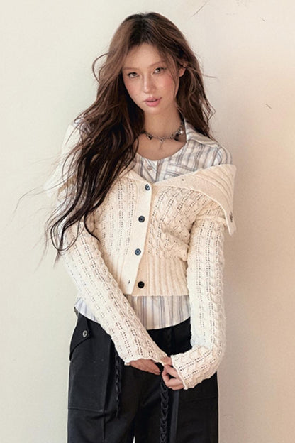 Cropped Wool Knit Sweater