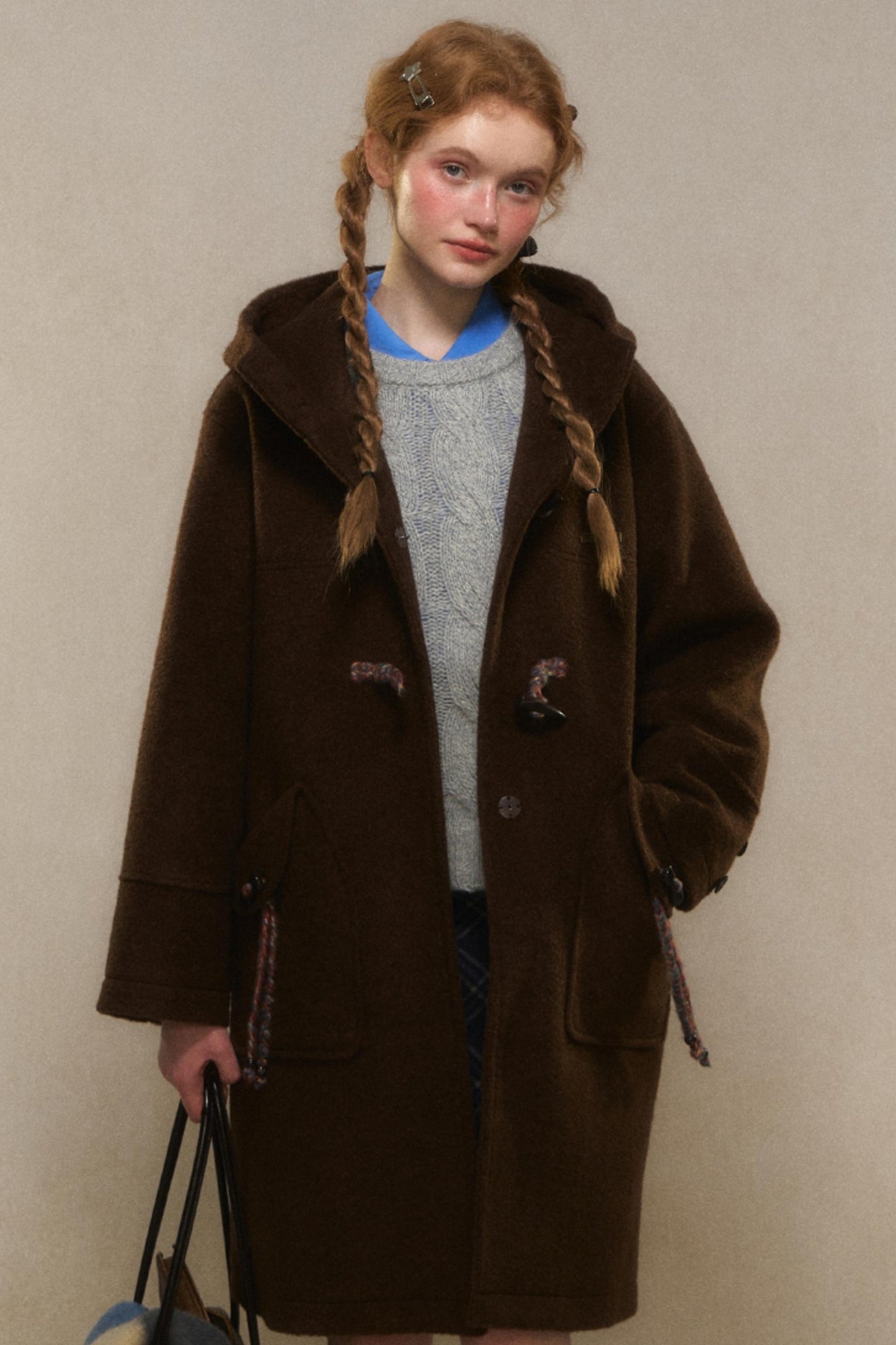 Mid-Length Varsity Style Wool Coat