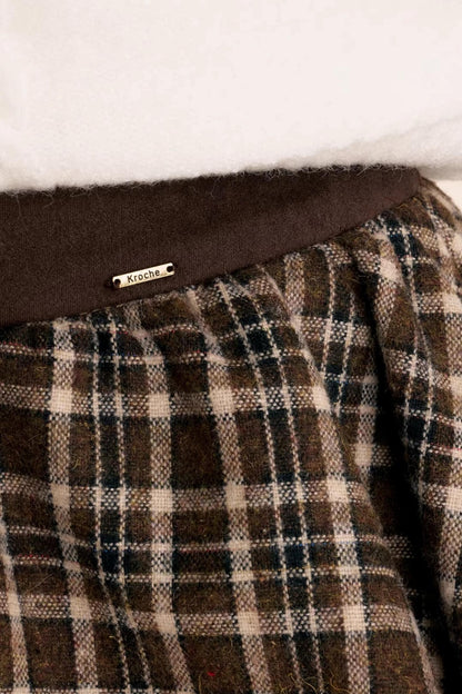 Plaid Suede Patchwork Skirt