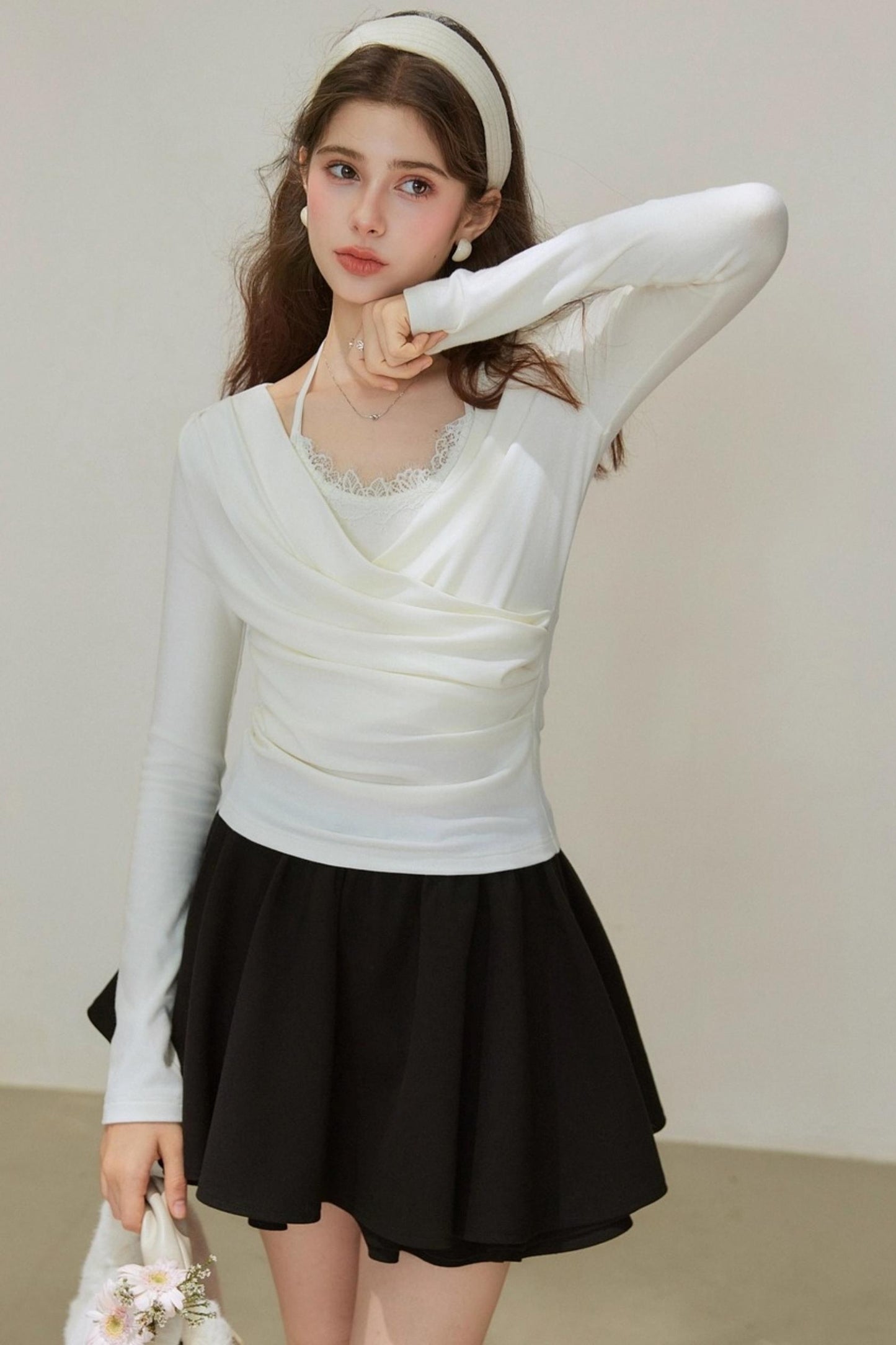 Ruffled Pleated A-Line Skirt