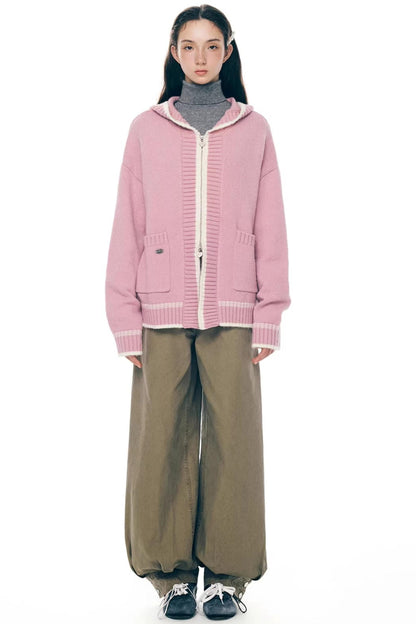 Velvet Snow Hooded Cardigan