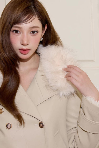 Detachable Fur Collar Leather Jacket