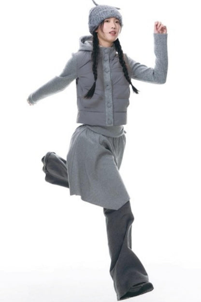 Patchwork Cropped Down Jacket