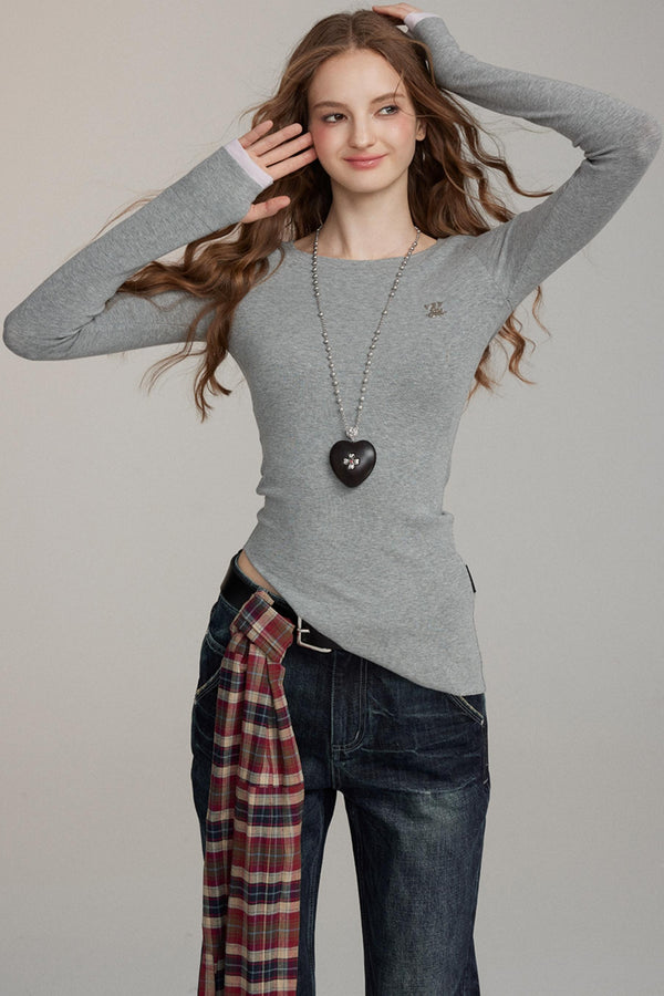 Slim Fit Schicht-Basis T-Shirt 