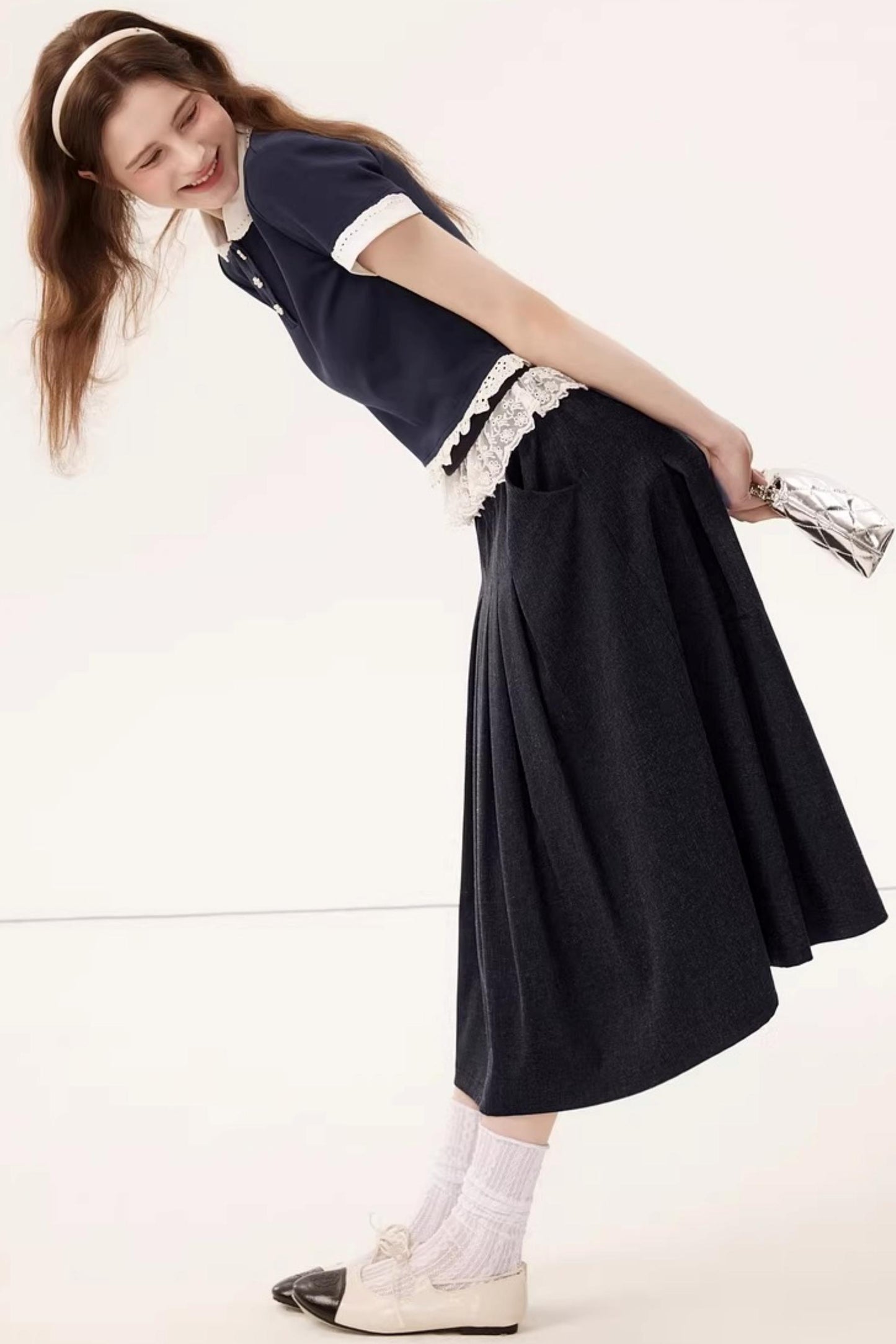 Contrasting Lace Lyocell Top