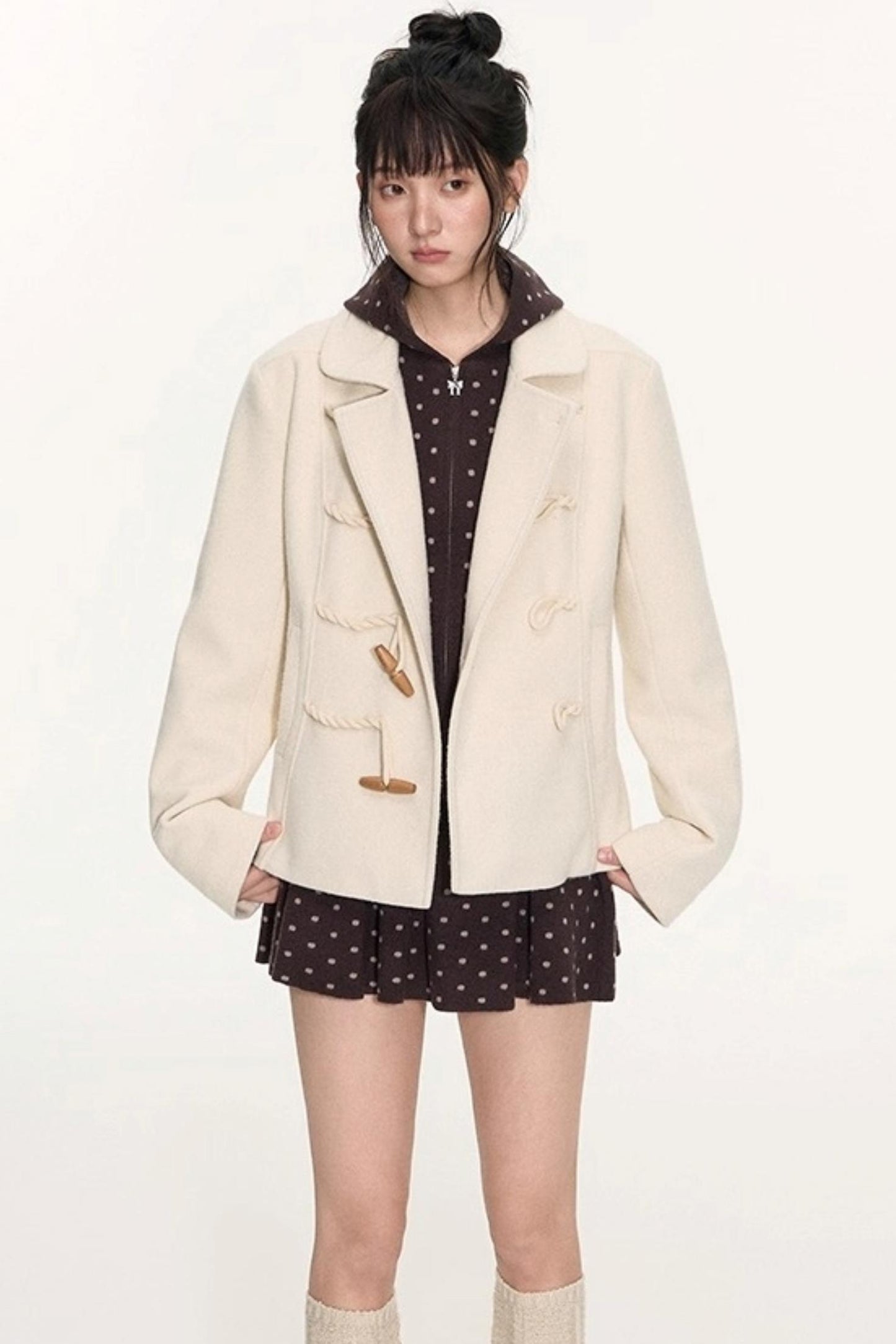 Slim Waist Woolen Coat Set-Up
