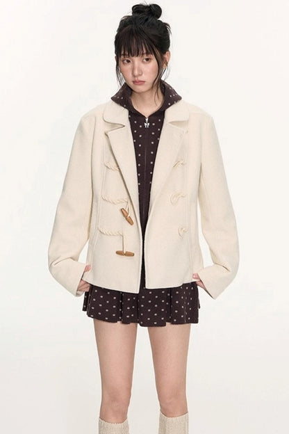 Slim Waist Woolen Coat Set-Up