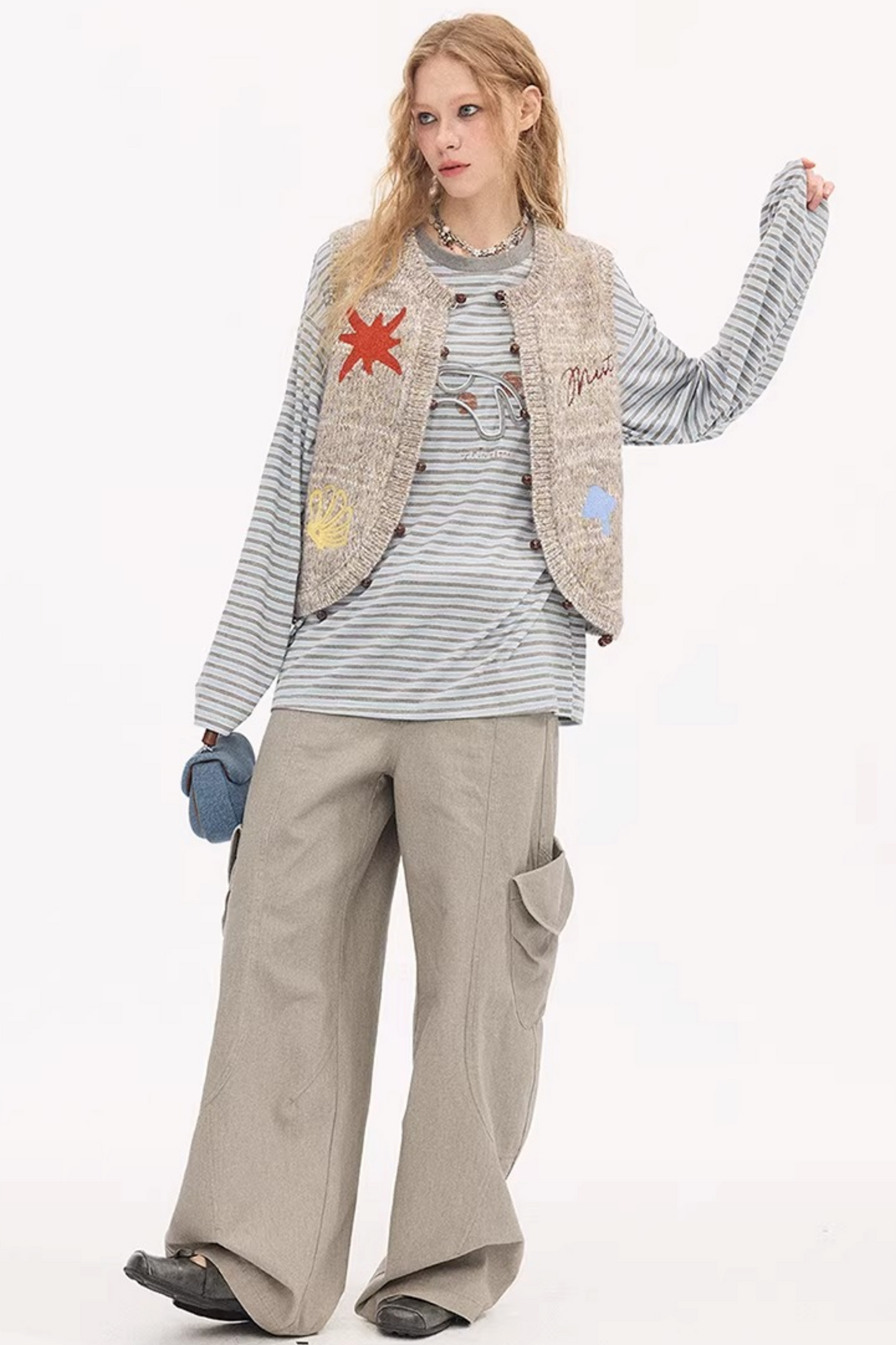 Embroidered Beaded Knitted Vest