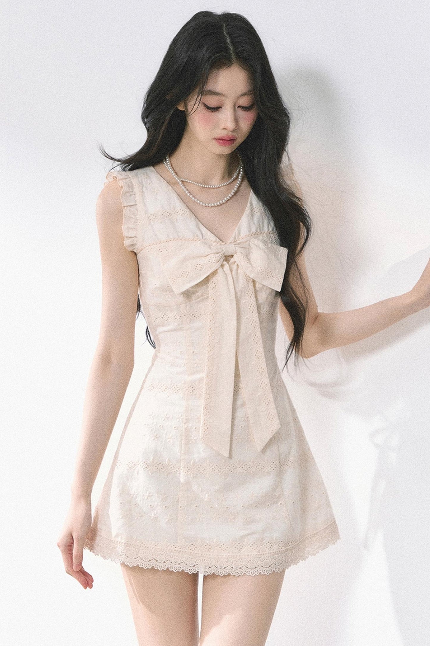 Summer Lace V-Neck Mini Dress