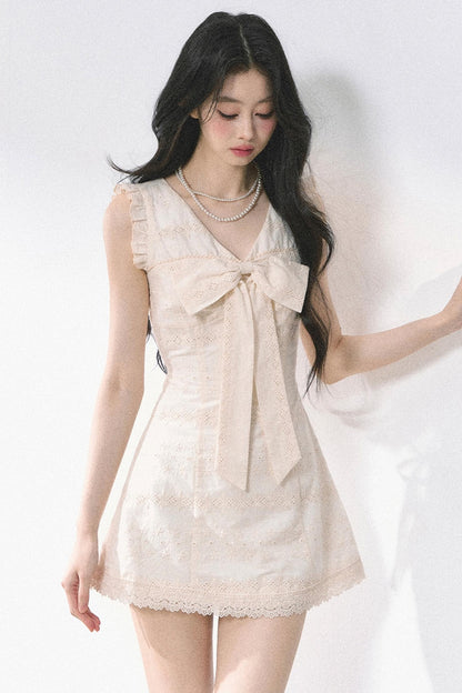 Summer Lace V-Neck Mini Dress