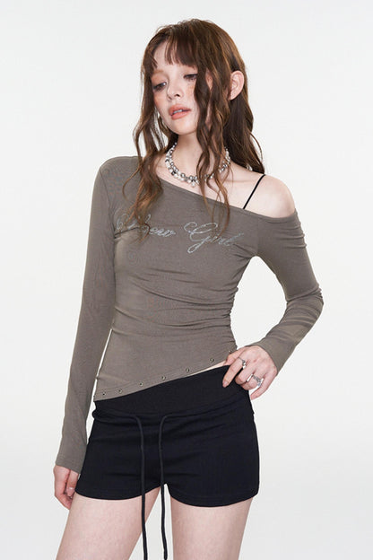 Slim Fit Rhinestone Print Top