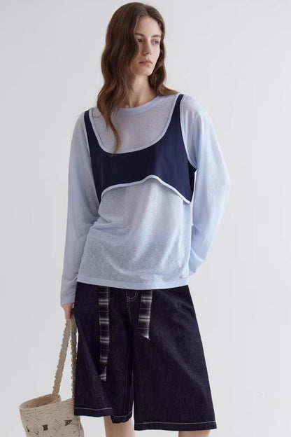 Color-Blocking Two-Piece Top