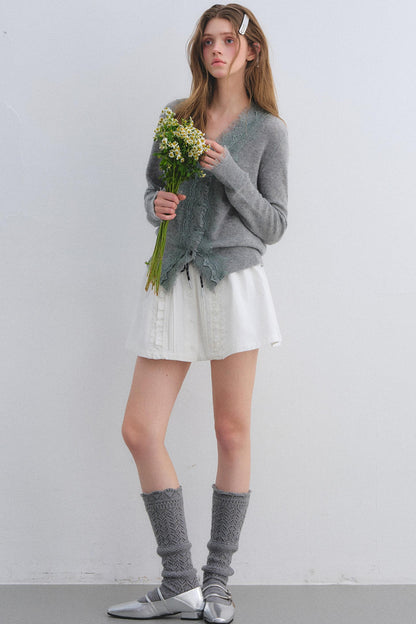 Lace Trim Patchwork Skirt