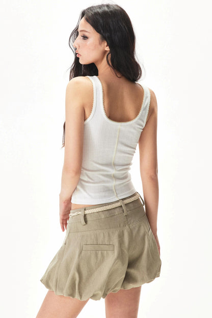 Contrasting Lace Knitted Vest