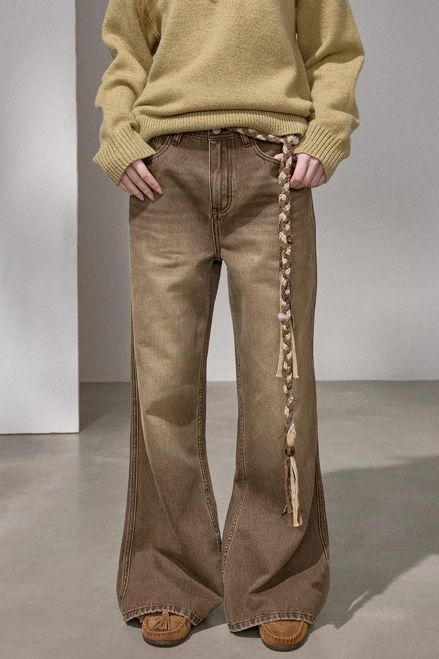 Embroidered Flared Denim Pants