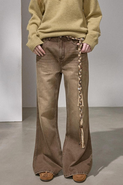 Embroidered Flared Denim Pants